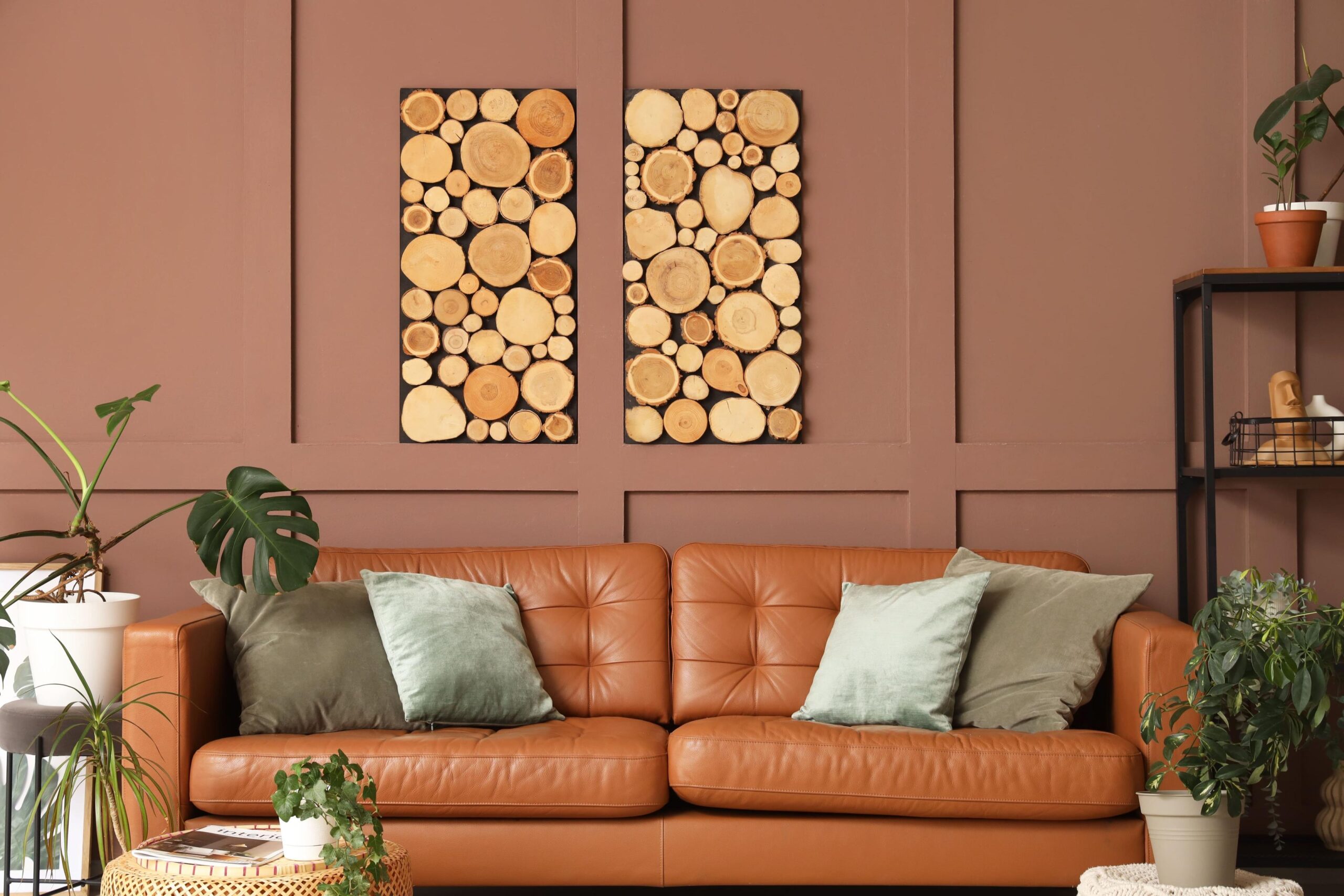 Terracotta Accent Wall Against Charcoal