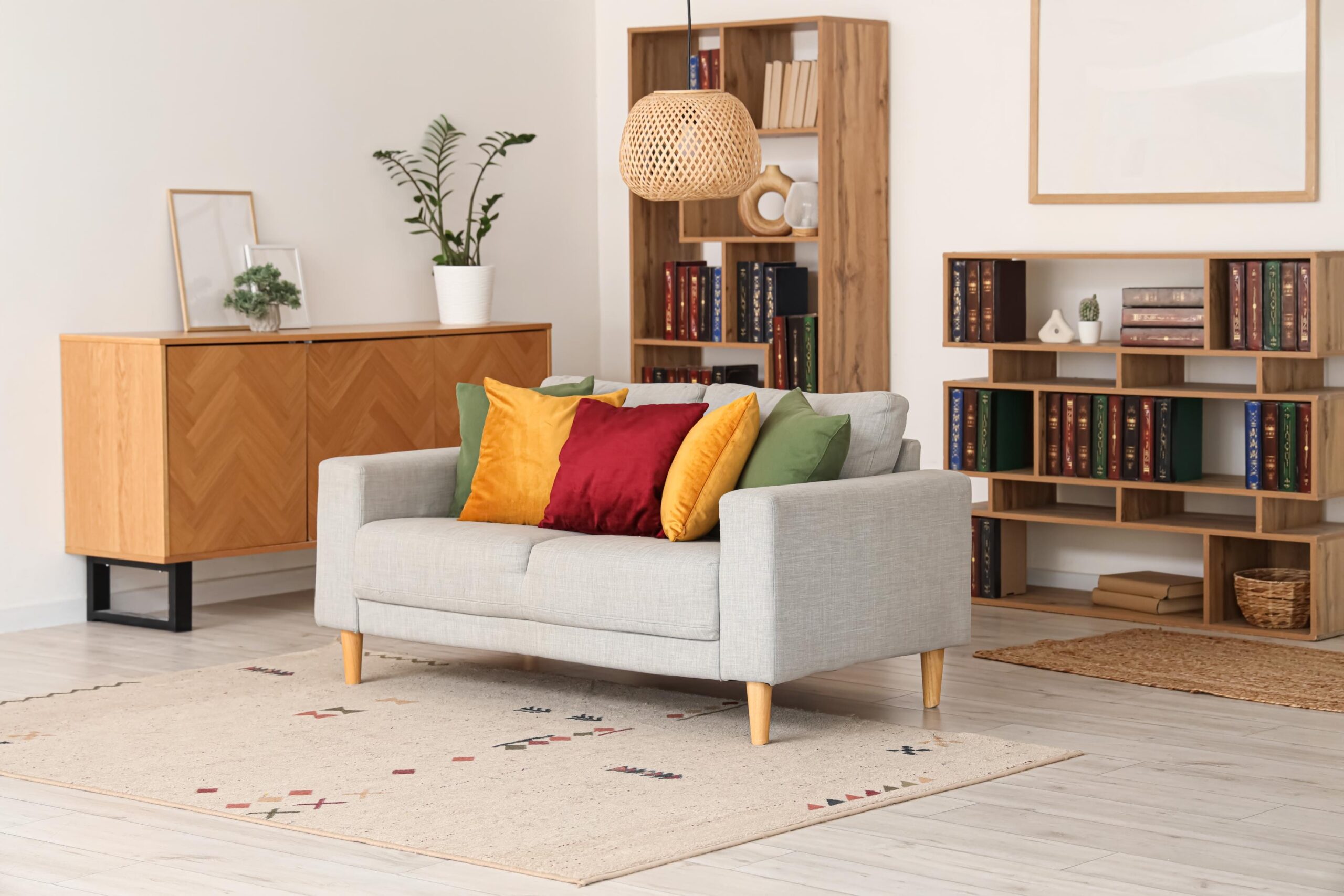 Bookshelves in living room